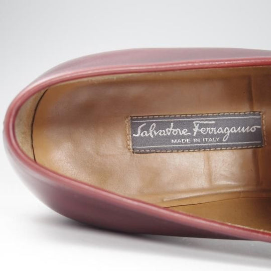 極上★(伊)サルヴァトーレ・フェラガモ 7.5EE【最上級★TRAMEZZAライン/トラメッザ】ローファー/カーフ/赤茶/Salvatore Ferragamo★f826