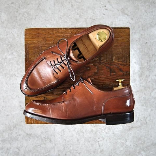 極上★(スペイン製)YANKO/ヤンコ SIZE 24【グッドイヤーウェルテッド製法★Uチップ/カーフ】茶/メンズ★f828