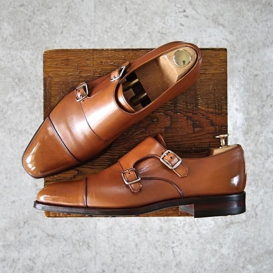 極美品★(スペイン製)CARMINA/カルミナ SIZE 7【モデル定価￥60,480-★ダイナイトソール仕様/MEERMIN別注】ダブルモンク/カーフ/茶★f831