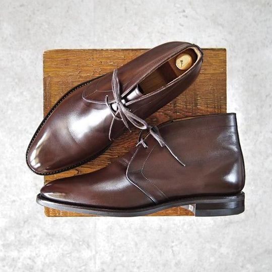 美品★(浅草)RENDO/レンド SIZE 7【定価￥53,900-★ダイナイトソール仕様/7706D】チャッカブーツ/カーフ/濃茶/メンズ★f832