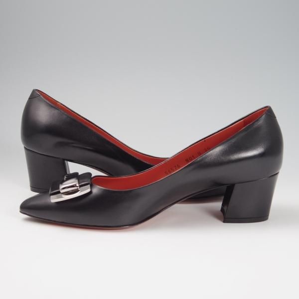 未使用★(伊)サントーニ(レディース) SIZE 35【定価￥74,520-★ヒールパンプス/ロゴプレート仕様】Rose collection/カーフ/黒/Santoni★f833