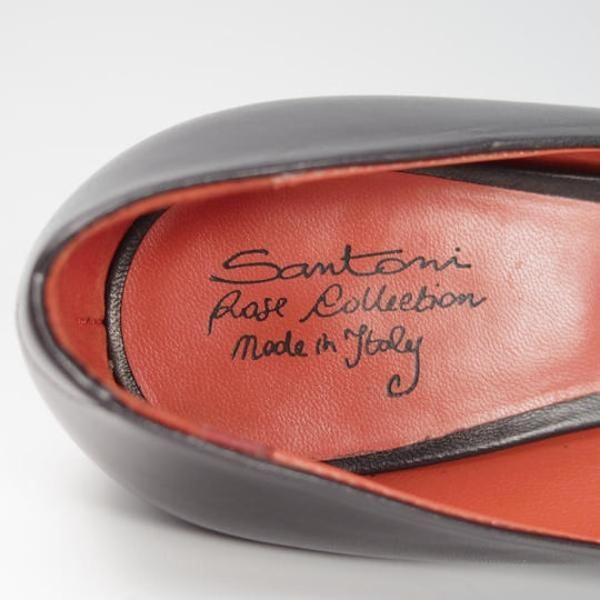 未使用★(伊)サントーニ(レディース) SIZE 35【定価￥74,520-★ヒールパンプス/ロゴプレート仕様】Rose collection/カーフ/黒/Santoni★f833