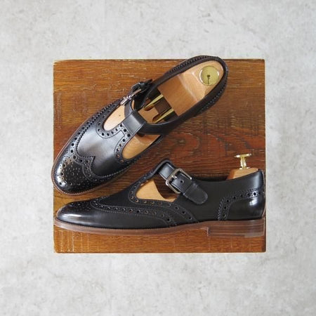 ほぼ未使用★チャーチ(レディース) SIZE 36【定価￥69,300-★T字ストラップ/TAYLA】ウイングチップ/スリッポン/サンダル/黒/Church's★f840