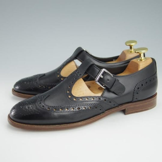 ほぼ未使用★チャーチ(レディース) SIZE 36【定価￥69,300-★T字ストラップ/TAYLA】ウイングチップ/スリッポン/サンダル/黒/Church's★f840