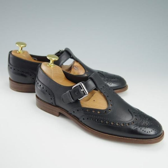 ほぼ未使用★チャーチ(レディース) SIZE 36【定価￥69,300-★T字ストラップ/TAYLA】ウイングチップ/スリッポン/サンダル/黒/Church's★f840