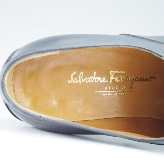極美品★(伊)サルヴァトーレ・フェラガモ 9.5EE【★ストレートチップ/カーフ】黒/メンズ/Salvatore Ferragamo★f842