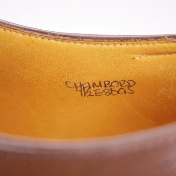 美品★ジョンロブ 7.5E【名作★シャンボード/CHAMBORD/スキンステッチ仕様】8695ラスト/Uチップ/カーフ/濃茶/メンズ/JOHN LOBB★f851