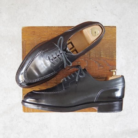 極上★三陽山長 SIZE 6.5【貴重★ブランド初期の勘三郎/スキンステッチ仕様】KANZABURO/Uチップ/カーフ/黒/メンズ/SanyoYamacho★f854