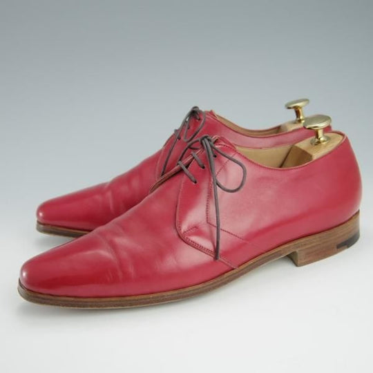 美品★(伊)MADE IN MARCHE/メイドインマルケ SIZE 39【★プレーントゥ/Vフロント】カーフ/赤/メンズ/Silvano Lattanzi★f859