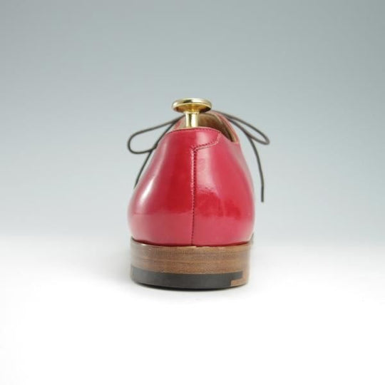 美品★(伊)MADE IN MARCHE/メイドインマルケ SIZE 39【★プレーントゥ/Vフロント】カーフ/赤/メンズ/Silvano Lattanzi★f859