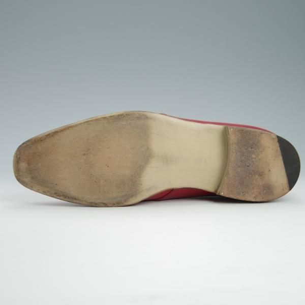 美品★(伊)MADE IN MARCHE/メイドインマルケ SIZE 39【★プレーントゥ/Vフロント】カーフ/赤/メンズ/Silvano Lattanzi★f859