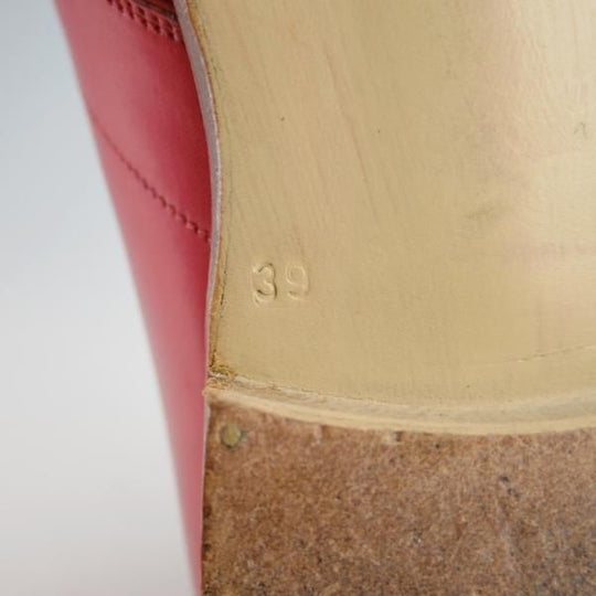 美品★(伊)MADE IN MARCHE/メイドインマルケ SIZE 39【★プレーントゥ/Vフロント】カーフ/赤/メンズ/Silvano Lattanzi★f859