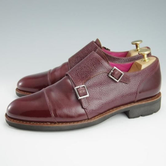 極上★パラブーツ SIZE 5.5【モデル定価￥80,300-★(仏)Vicomte A.別注/ダブルモンク】リスレザー×グレインレザー/赤茶/Paraboot★f860