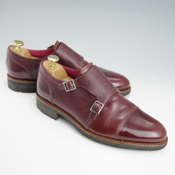 極上★パラブーツ SIZE 5.5【モデル定価￥80,300-★(仏)Vicomte A.別注/ダブルモンク】リスレザー×グレインレザー/赤茶/Paraboot★f860