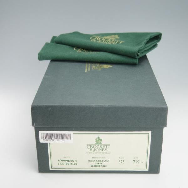極上★クロケット&ジョーンズ 7.5E【コンビ仕様★LOWNDES 4/ラウンズ】ダブルモンク/スエード×カーフ/黒/メンズ/Crockett&Jones★f861