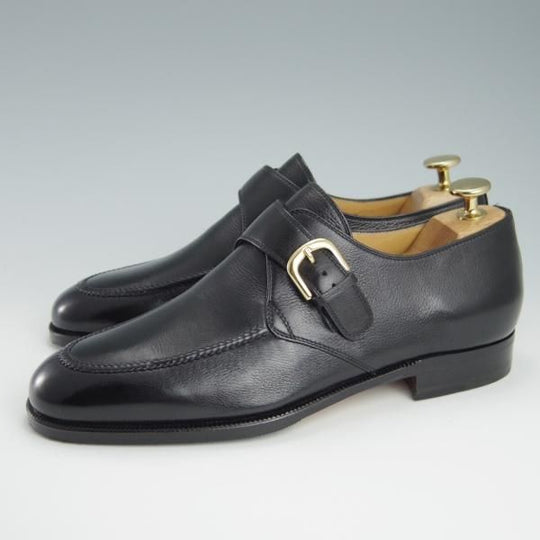 ほぼ試着程度★(伊)タニノクリスチー SIZE 5.5【定価15万円以上★モンクストラップ/109725】グレインレザー/黒/メンズ/TANINO CRISCI★f866