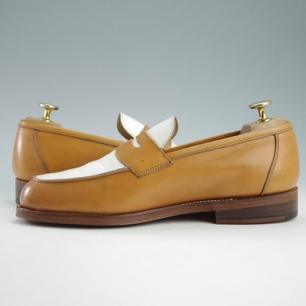 極上★トリッカーズ SIZE 7【モデル定価￥68,250-★コインローファー/M6579】カーフ/茶×白/コンビ仕様/メンズ/Tricker's★f869