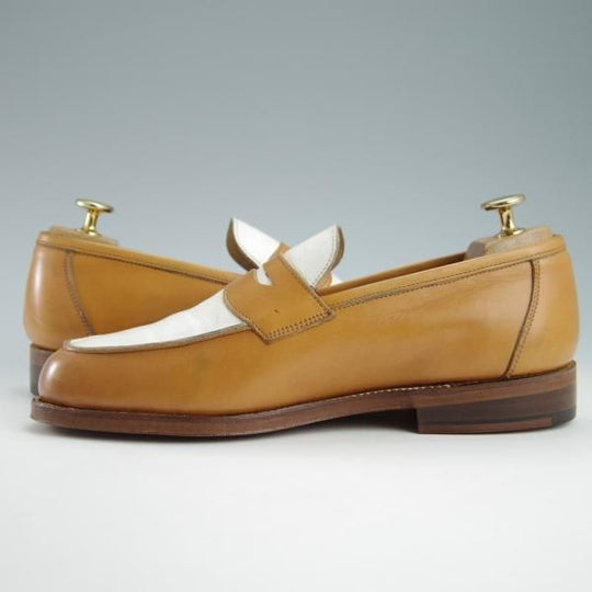 極上★トリッカーズ SIZE 7【モデル定価￥68,250-★コインローファー/M6579】カーフ/茶×白/コンビ仕様/メンズ/Tricker's★f869