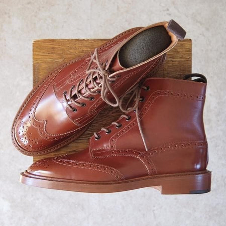 極美品★トリッカーズ SIZE 8【定価￥88,000-★STOW/ストウ/5634】カントリーブーツ/マロンアンティーク/カーフ/茶/Tricker's★f870