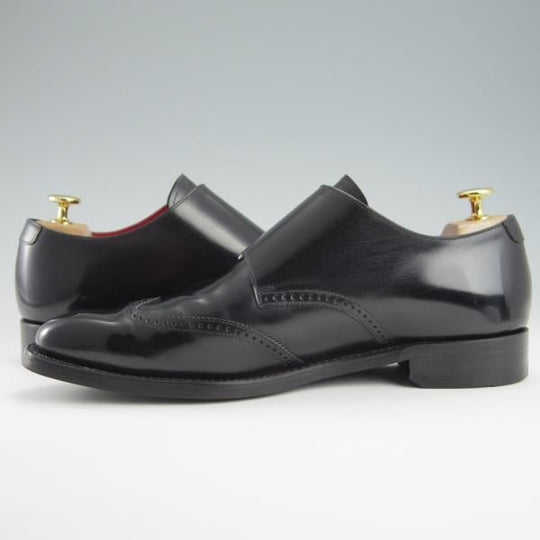 美品★宮城興業/謹製誂靴 UK8程度【コードバン仕様★オーダー品/新喜皮革】ダブルモンク/黒/メンズ/MIYAGI KOGYO★f882