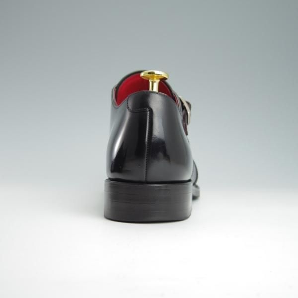 美品★宮城興業/謹製誂靴 UK8程度【コードバン仕様★オーダー品/新喜皮革】ダブルモンク/黒/メンズ/MIYAGI KOGYO★f882