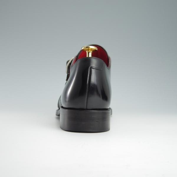 美品★宮城興業/謹製誂靴 UK8程度【コードバン仕様★オーダー品/新喜皮革】ダブルモンク/黒/メンズ/MIYAGI KOGYO★f882