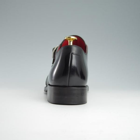 美品★宮城興業/謹製誂靴 UK8程度【コードバン仕様★オーダー品/新喜皮革】ダブルモンク/黒/メンズ/MIYAGI KOGYO★f882