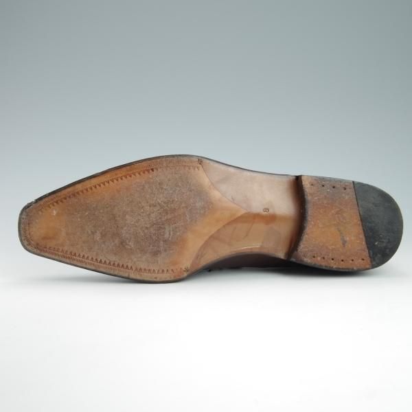 極美品★(スペイン製)MEERMIN/メルミン SIZE 8【グッドイヤーウェルテッド製法★ストレートチップ/濃茶】カーフ/メンズ★f885