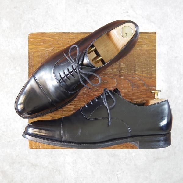 極上★(英)チーニー 7.5F【貴重★伊勢丹メンズ別注/半カラス仕上げ】11028ラスト/ストレートチップ/カーフ/黒/ISETAN/CHEANEY★f890