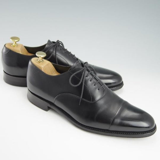 極上★(英)チーニー 7.5F【貴重★伊勢丹メンズ別注/半カラス仕上げ】11028ラスト/ストレートチップ/カーフ/黒/ISETAN/CHEANEY★f890