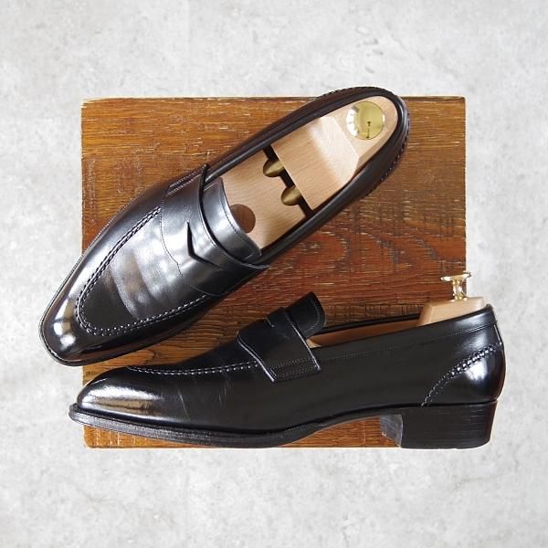 極上★シェットランドフォックス SIZE 6【モデル定価￥63,800-★ルートン/081F】コインローファー/カーフ/黒/メンズ/Shetlandfox★f897