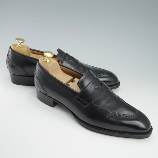 極上★シェットランドフォックス SIZE 6【モデル定価￥63,800-★ルートン/081F】コインローファー/カーフ/黒/メンズ/Shetlandfox★f897