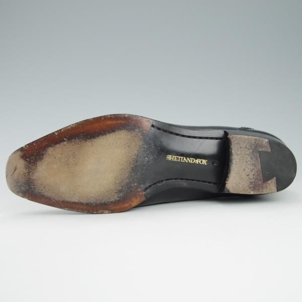 極上★シェットランドフォックス SIZE 6【モデル定価￥63,800-★ルートン/081F】コインローファー/カーフ/黒/メンズ/Shetlandfox★f897