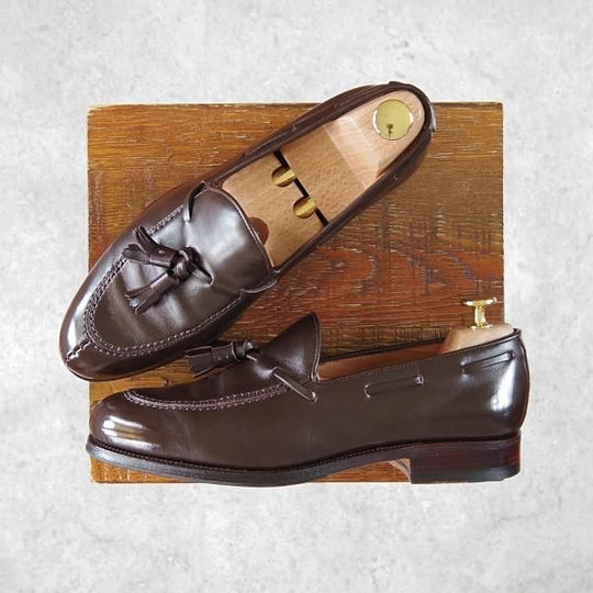 美品★(スペイン製)CARMINA/カルミナ SIZE 5.5【定価￥72,600-★タッセルローファー/734】FORESTラスト/ボックスカーフ/MARRON★f903