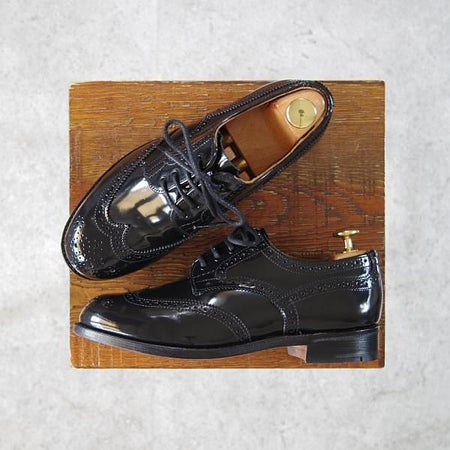 美品★トリッカーズ(レディース) SIZE 4.5【モデル定価￥78,840-★フルブローグ/L7292】短靴/パテントレザー/エナメル/黒/Tricker's★f912