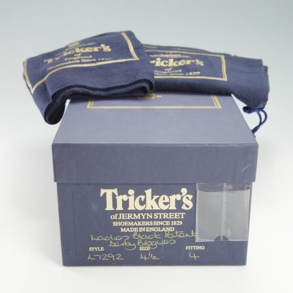 【新品未使用★】Tricker's トリッカーズ L7290 パテントレザー フルブローグシューズ 5 1/2-4 ブラック レディース 新品同様品 トリッカーズ バートン レザーソール パテントレザー
