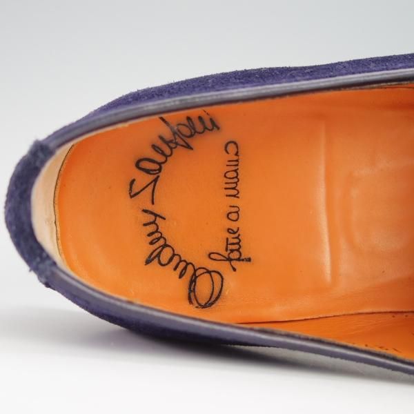 美品★(伊)サントーニ SIZE 6.5【同系モデル定価￥110,000-★ダブルモンクローファー/12747】スリッポン/スエード/紺/Santoni★f918