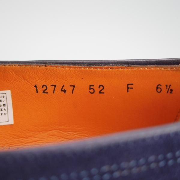 美品★(伊)サントーニ SIZE 6.5【同系モデル定価￥110,000-★ダブルモンクローファー/12747】スリッポン/スエード/紺/Santoni★f918