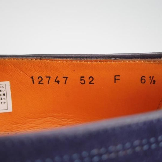 美品★(伊)サントーニ SIZE 6.5【同系モデル定価￥110,000-★ダブルモンクローファー/12747】スリッポン/スエード/紺/Santoni★f918