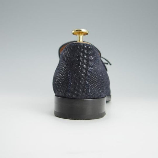 極美品★(英)JIMMY CHOO/ジミーチュウ SIZE 41【定価10万円以上★グリッタースエード仕様/FOXLEY】タッセルローファー/紺/メンズ★f919