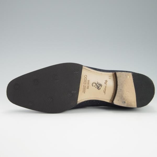 極美品★(英)JIMMY CHOO/ジミーチュウ SIZE 41【定価10万円以上★グリッタースエード仕様/FOXLEY】タッセルローファー/紺/メンズ★f919