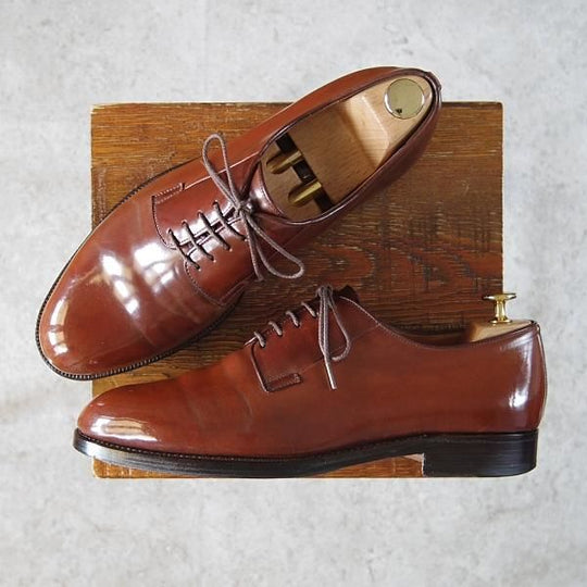 極上★(伊)タニノクリスチー SIZE 7.5【貴重★ウイスキー色コードバン/グッドイヤーウェルテッド製法】茶/TANINO CRISCI★f920