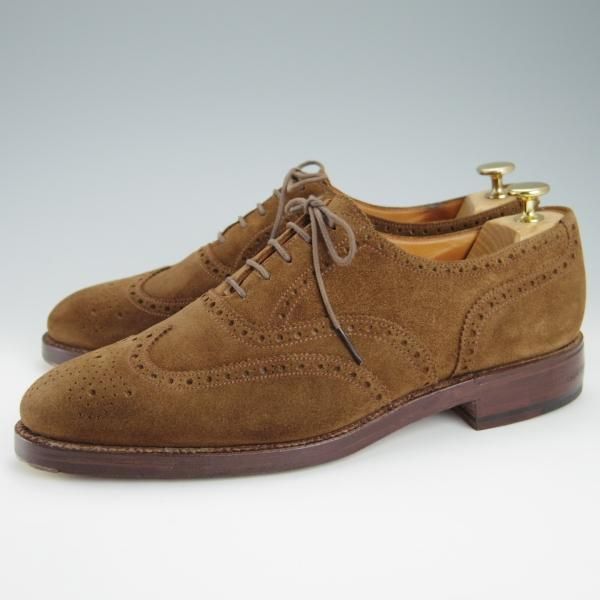 極上★クロケット&ジョーンズ UK8.5/US9E【★(米)ラルフローレン別注/POLO Ralph Lauren】フルブローグ/スエード/茶/Crockett&Jones★f930