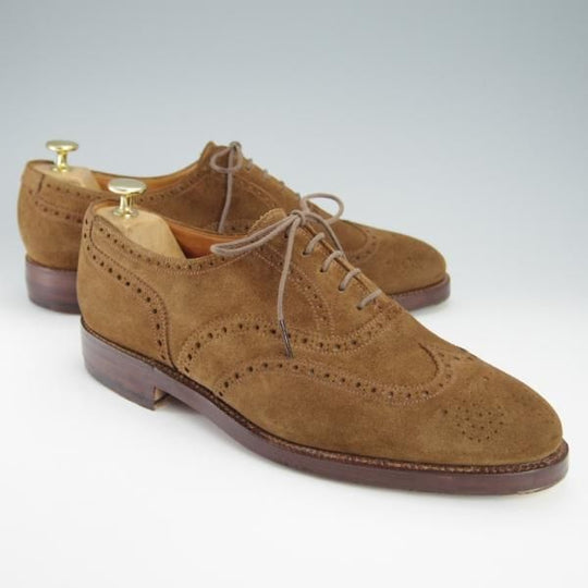 極上★クロケット&ジョーンズ UK8.5/US9E【★(米)ラルフローレン別注/POLO Ralph Lauren】フルブローグ/スエード/茶/Crockett&Jones★f930