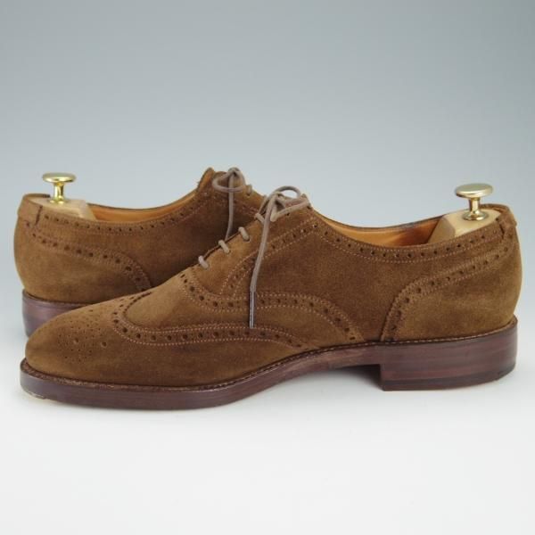 極上★クロケット&ジョーンズ UK8.5/US9E【★(米)ラルフローレン別注/POLO Ralph Lauren】フルブローグ/スエード/茶/Crockett&Jones★f930