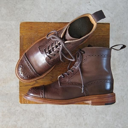 極上★トリッカーズ(レディース) SIZE 4.5【貴重★セミブローグ版モールトン/L7046】エスプレッソバーニッシュ/濃茶/Tricker's★f931
