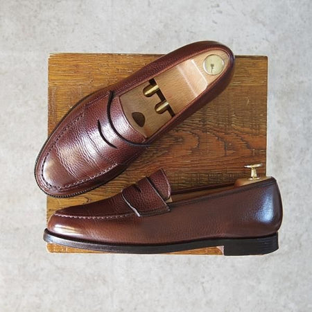 極上★クロケット&ジョーンズ 6.5E【定価￥83,600-★コインローファー/BOSTON】314ラスト/グレインレザー/濃茶/Crockett&Jones★f932