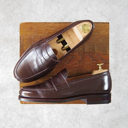 極美品★(スペイン製)CARMINA/カルミナ SIZE 5.5【モデル定価￥72,600-★ダイナイトソール仕様/80440】コインローファー/MARRON★f938