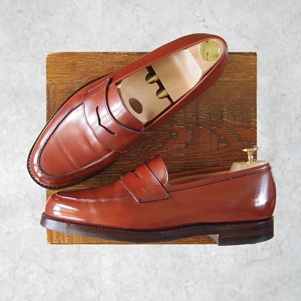 ほぼ試着程度★クロケット&ジョーンズ 7E【定価￥83,600-★ダイナイトソール仕様/GRANTHAM 2】コインローファー/茶/Crockett&Jones★f939