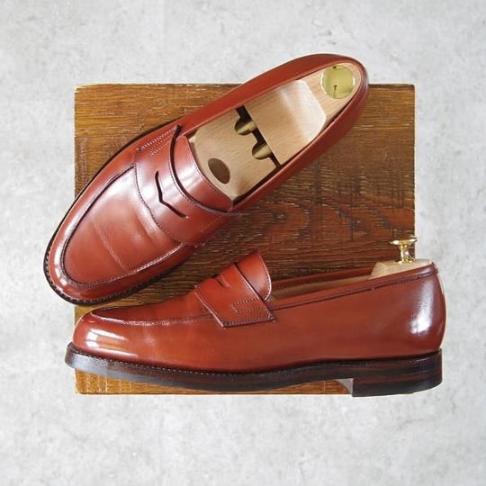 ほぼ試着程度★クロケット&ジョーンズ 7E【定価￥83,600-★ダイナイトソール仕様/GRANTHAM 2】コインローファー/茶/Crockett&Jones★f939